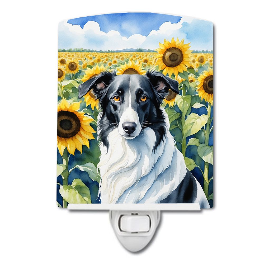 NEW Borzoi in Sunflowers Ceramic Night Light Compact, UL-Certified, Ideal for Bedroom, Bathroom, Nursery, Hallway, Kitchen, 6x4x