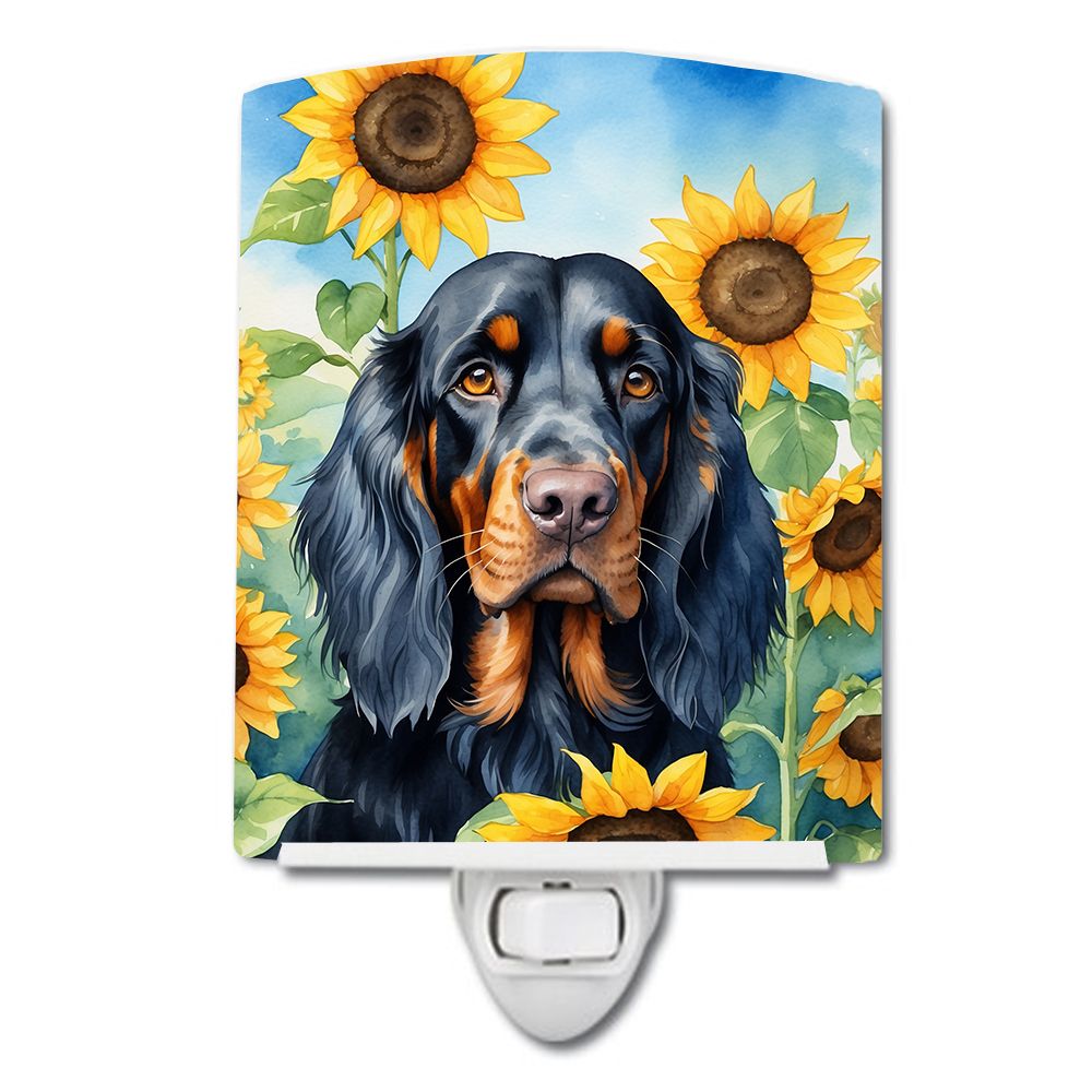 NEW Gordon Setter in Sunflowers Ceramic Night Light Compact, UL-Certified, Ideal for Bedroom, Bathroom, Nursery, Hallway, Kitche