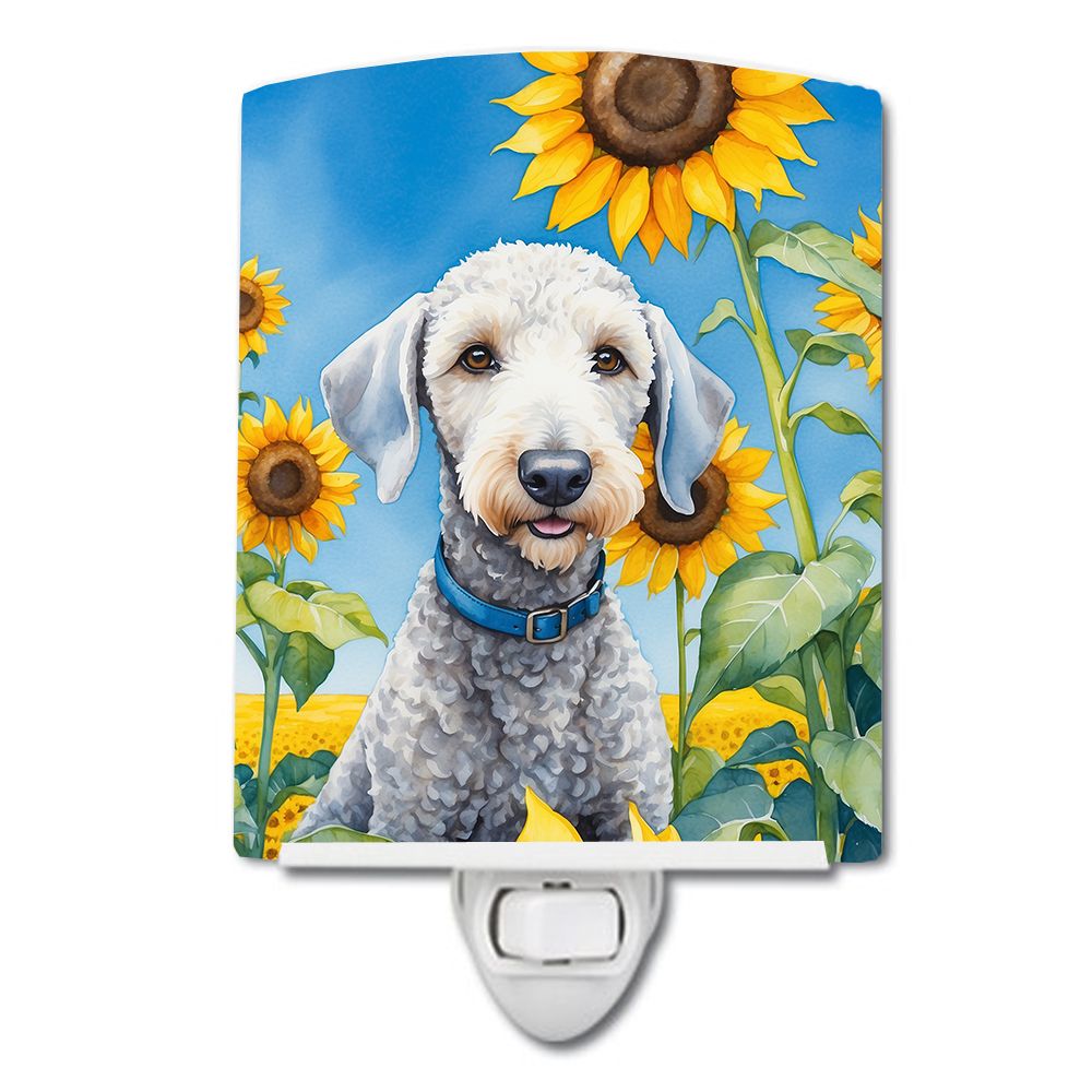 NEW Bedlington Terrier in Sunflowers Ceramic Night Light Compact, UL-Certified, Ideal for Bedroom, Bathroom, Nursery, Hallway, K