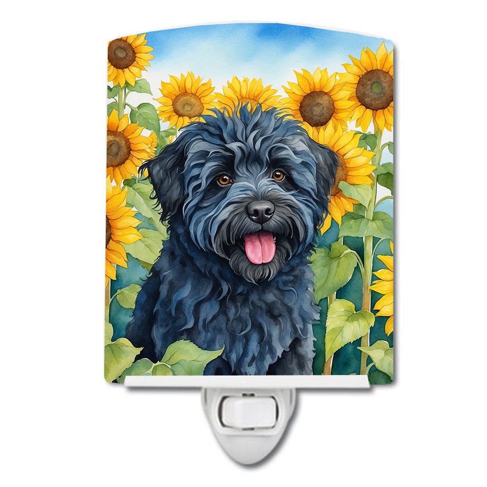 NEW Puli in Sunflowers Ceramic Night Light Compact, UL-Certified, Ideal for Bedroom, Bathroom, Nursery, Hallway, Kitchen, 6x4x3,