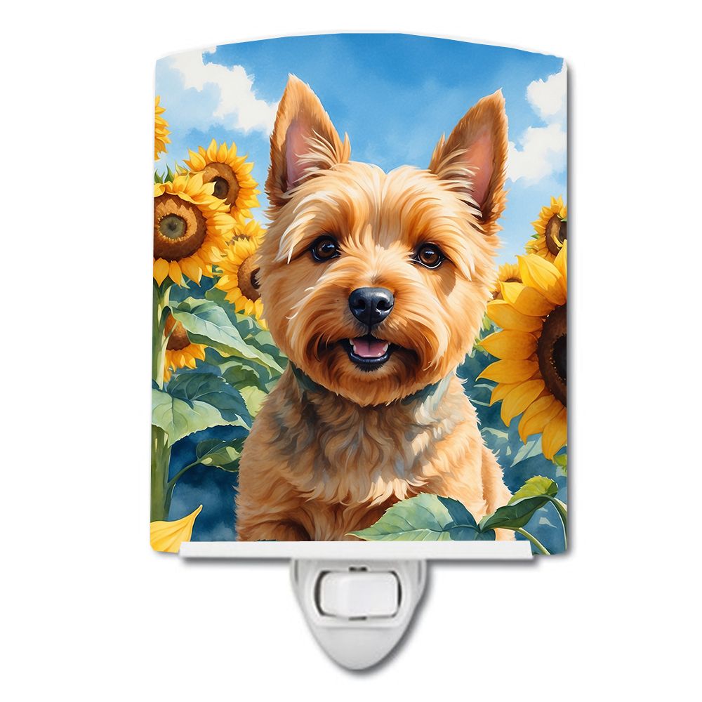 NEW Norwich Terrier in Sunflowers Ceramic Night Light Compact, UL-Certified, Ideal for Bedroom, Bathroom, Nursery, Hallway, Kitc
