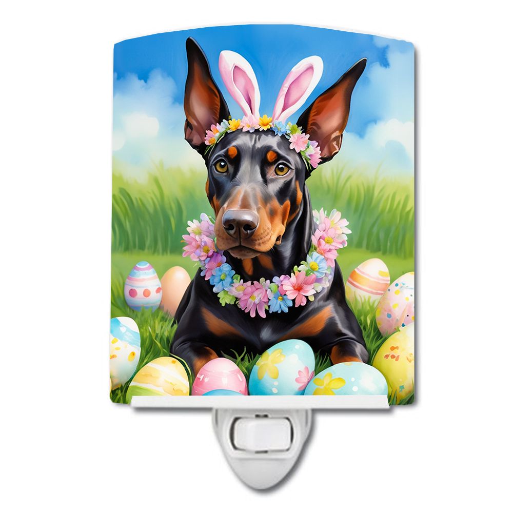 NEW Doberman Pinscher Easter Egg Hunt Ceramic Night Light Compact, UL-Certified, Ideal for Bedroom, Bathroom, Nursery, Hallway, 