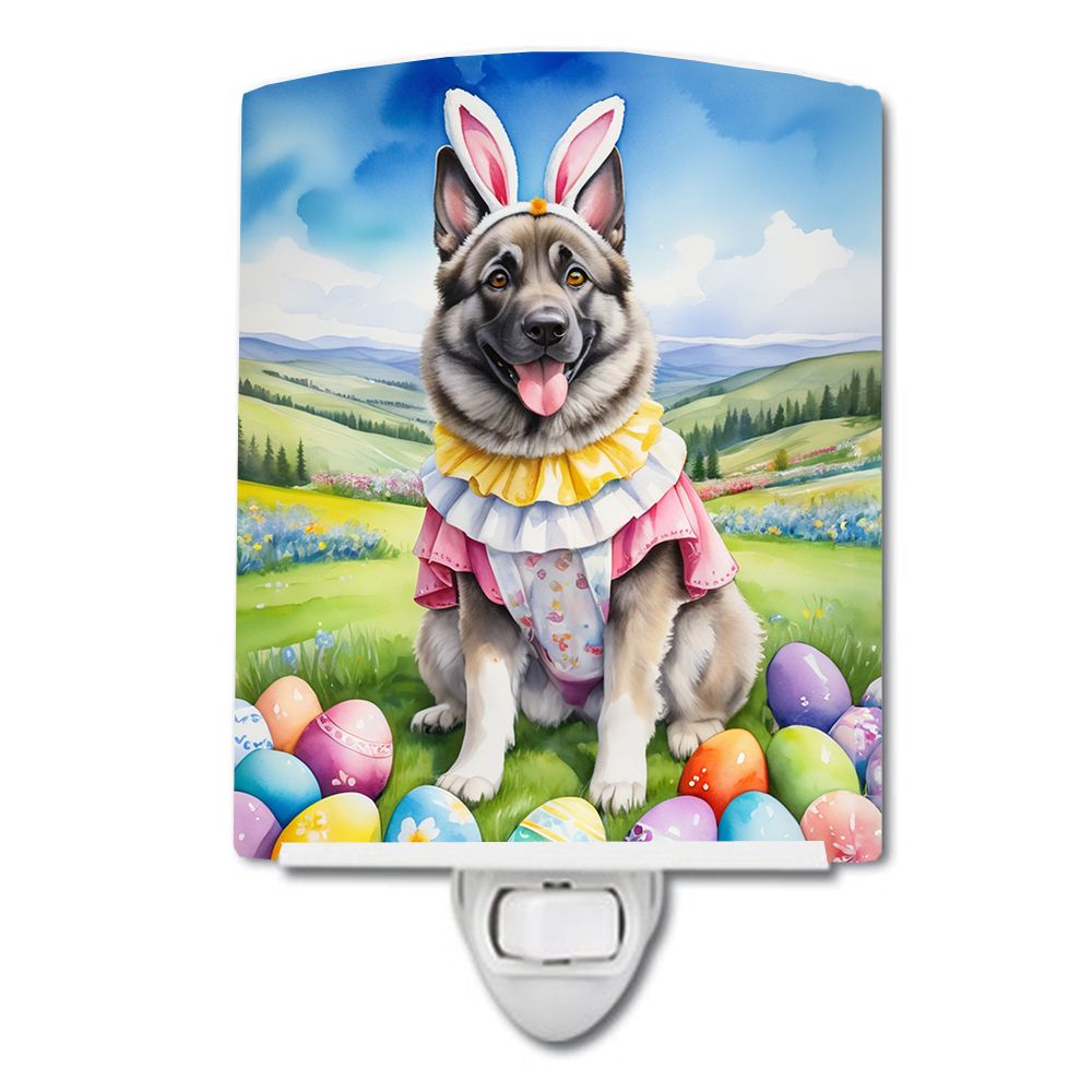 NEW Norwegian Elkhound Easter Egg Hunt Ceramic Night Light Compact, UL-Certified, Ideal for Bedroom, Bathroom, Nursery, Hallway,