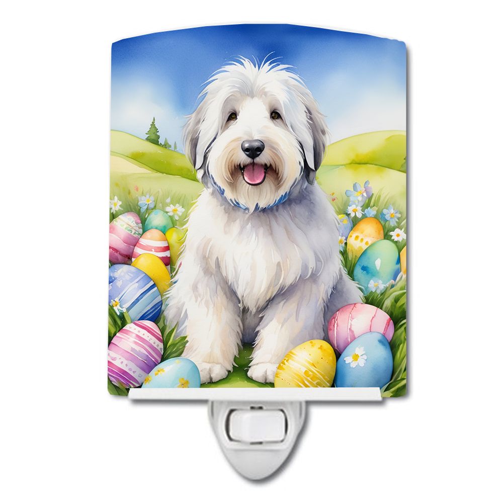 NEW Old English Sheepdog Easter Egg Hunt Ceramic Night Light Compact, UL-Certified, Ideal for Bedroom, Bathroom, Nursery, Hallwa