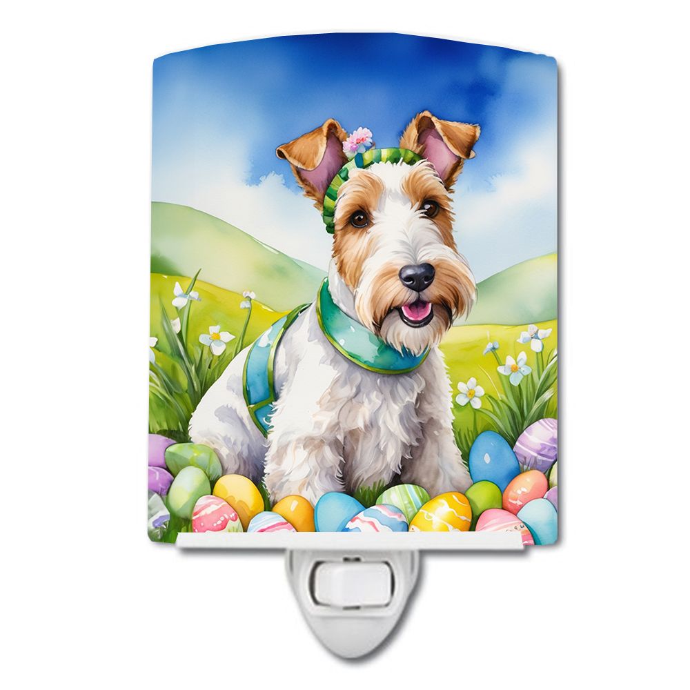 NEW Fox Terrier Easter Egg Hunt Ceramic Night Light Compact, UL-Certified, Ideal for Bedroom, Bathroom, Nursery, Hallway, Kitche