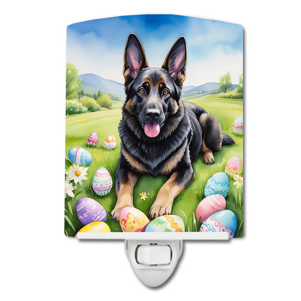 NEW Black German Shepherd Easter Egg Hunt Ceramic Night Light Compact, UL-Certified, Ideal for Bedroom, Bathroom, Nursery, Hallw