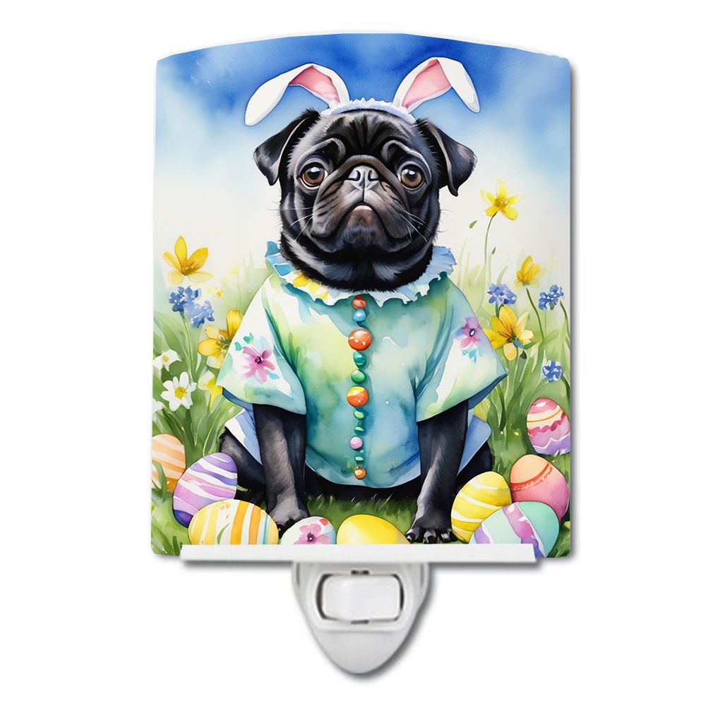 NEW Pug Easter Egg Hunt Ceramic Night Light Compact, UL-Certified, Ideal for Bedroom, Bathroom, Nursery, Hallway, Kitchen, 6x4x3