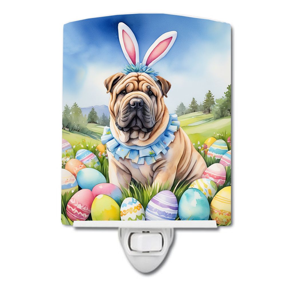 NEW Shar Pei Easter Egg Hunt Ceramic Night Light Compact, UL-Certified, Ideal for Bedroom, Bathroom, Nursery, Hallway, Kitchen, 