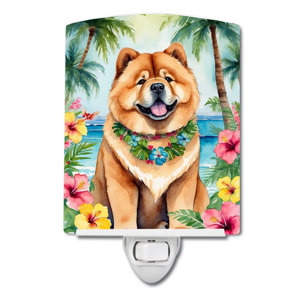 NEW Chow Chow Luau Ceramic Night Light Compact, UL-Certified, Ideal for Bedroom, Bathroom, Nursery, Hallway, Kitchen, 6x4x3, Mul