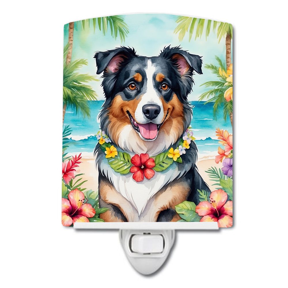 NEW Australian Shepherd Luau Ceramic Night Light Compact, UL-Certified, Ideal for Bedroom, Bathroom, Nursery, Hallway, Kitchen, 