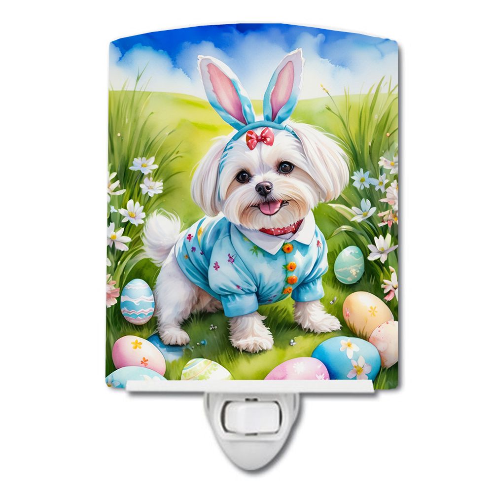 NEW Maltese Easter Egg Hunt Ceramic Night Light Compact, UL-Certified, Ideal for Bedroom, Bathroom, Nursery, Hallway, Kitchen, 6