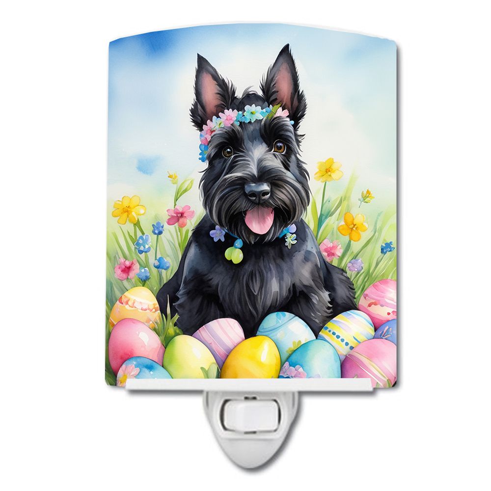 NEW Scottish Terrier Easter Egg Hunt Ceramic Night Light Compact, UL-Certified, Ideal for Bedroom, Bathroom, Nursery, Hallway, K