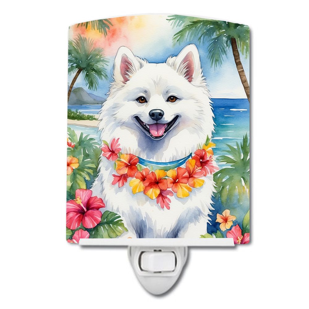 NEW American Eskimo Luau Ceramic Night Light Compact, UL-Certified, Ideal for Bedroom, Bathroom, Nursery, Hallway, Kitchen, 6x4x