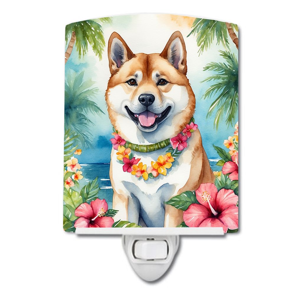 NEW Akita Luau Ceramic Night Light Compact, UL-Certified, Ideal for Bedroom, Bathroom, Nursery, Hallway, Kitchen, 6x4x3, Multico