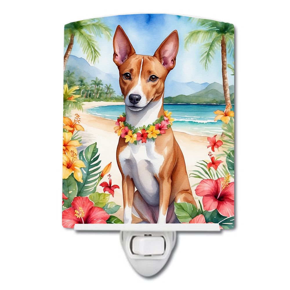 NEW Basenji Luau Ceramic Night Light Compact, UL-Certified, Ideal for Bedroom, Bathroom, Nursery, Hallway, Kitchen, 6x4x3, Multi