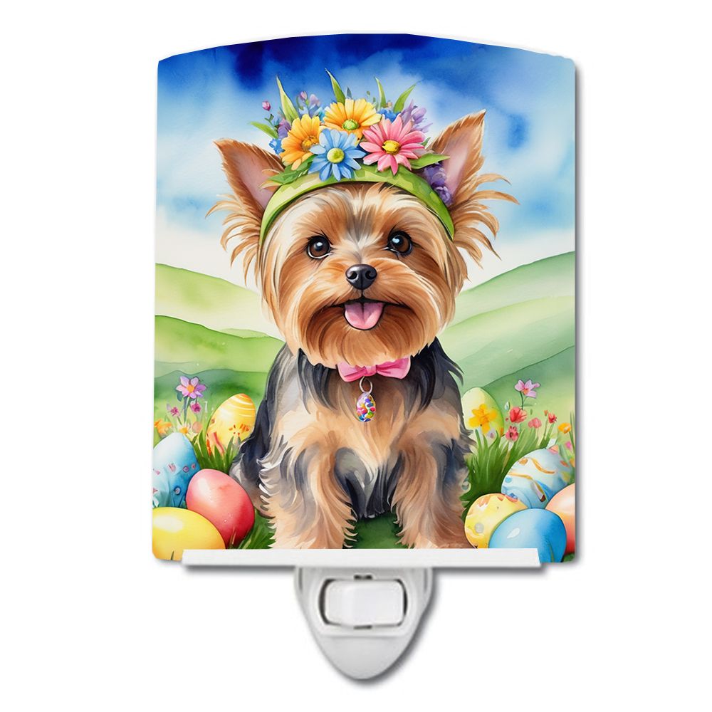 NEW Yorkshire Terrier Easter Egg Hunt Ceramic Night Light Compact, UL-Certified, Ideal for Bedroom, Bathroom, Nursery, Hallway, 