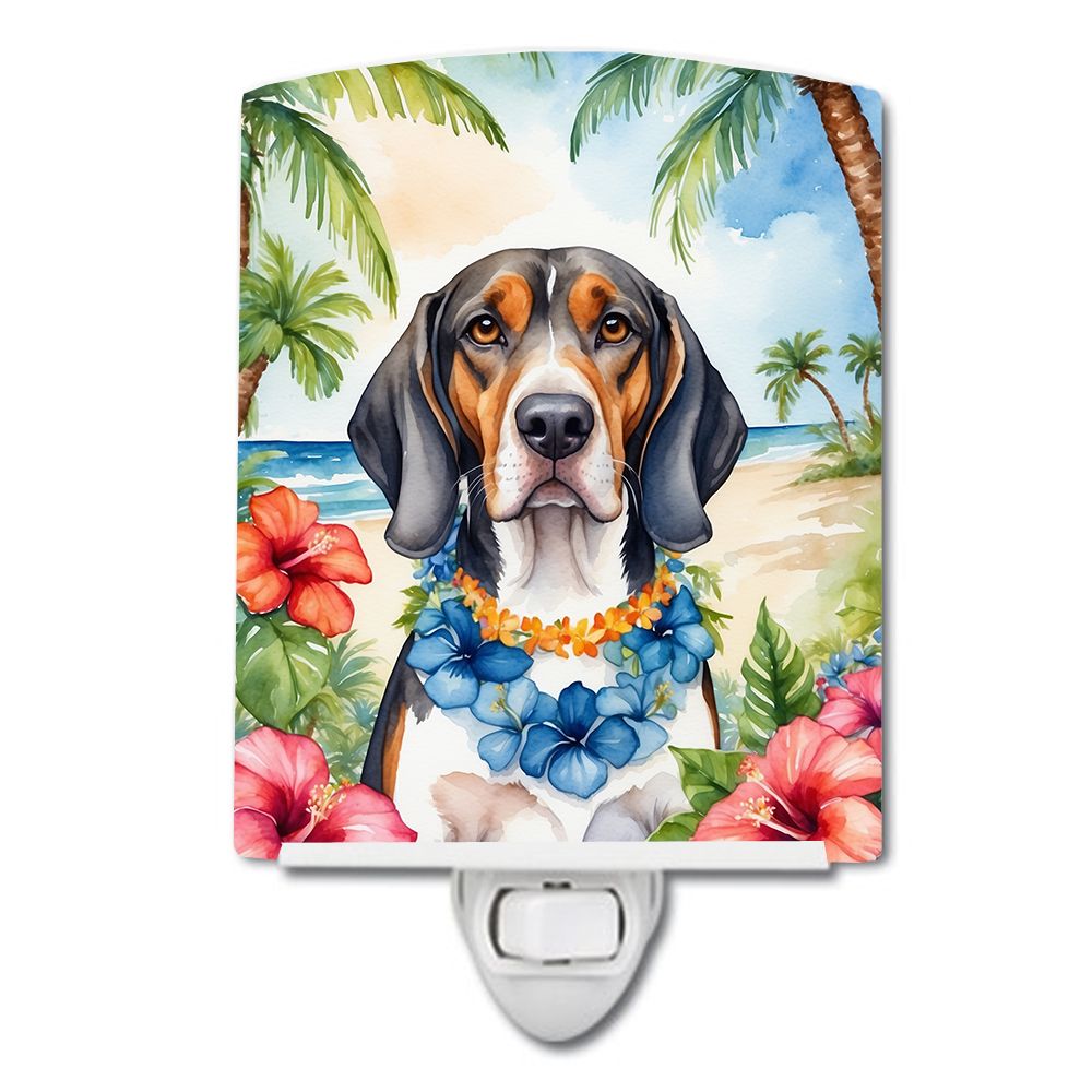 NEW American English Coonhound Luau Ceramic Night Light Compact, UL-Certified, Ideal for Bedroom, Bathroom, Nursery, Hallway, Ki