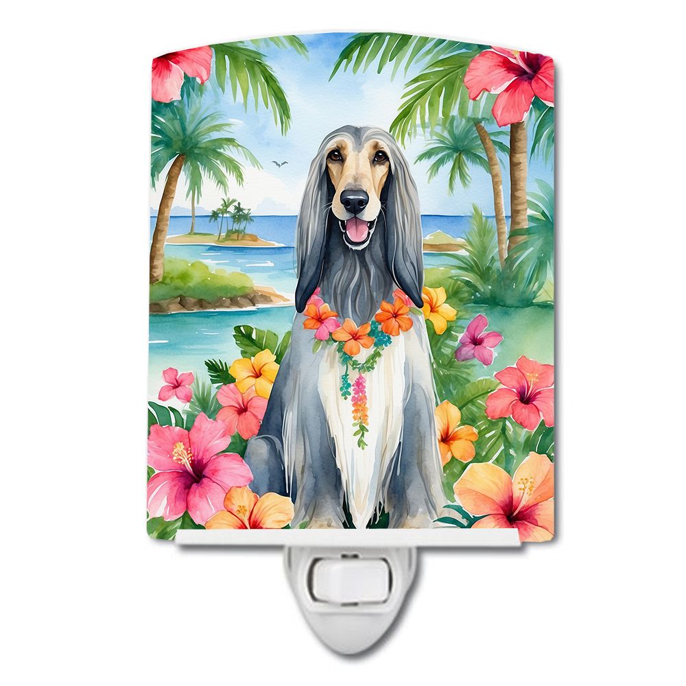 NEW Afghan Hound Luau Ceramic Night Light Compact, UL-Certified, Ideal for Bedroom, Bathroom, Nursery, Hallway, Kitchen, 6x4x3, 