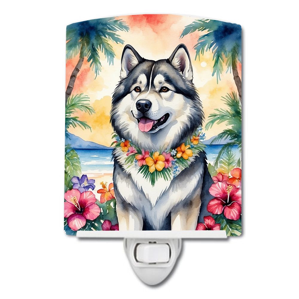 NEW Alaskan Malamute Luau Ceramic Night Light Compact, UL-Certified, Ideal for Bedroom, Bathroom, Nursery, Hallway, Kitchen, 6x4