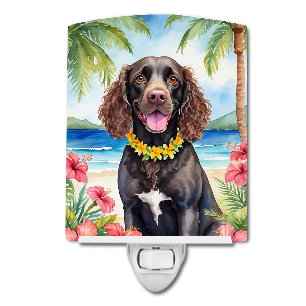 NEW American Water Spaniel Luau Ceramic Night Light Compact, UL-Certified, Ideal for Bedroom, Bathroom, Nursery, Hallway, Kitche
