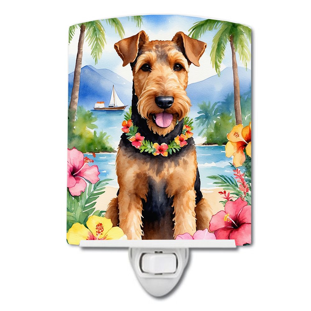 NEW Airedale Terrier Luau Ceramic Night Light Compact, UL-Certified, Ideal for Bedroom, Bathroom, Nursery, Hallway, Kitchen, 6x4