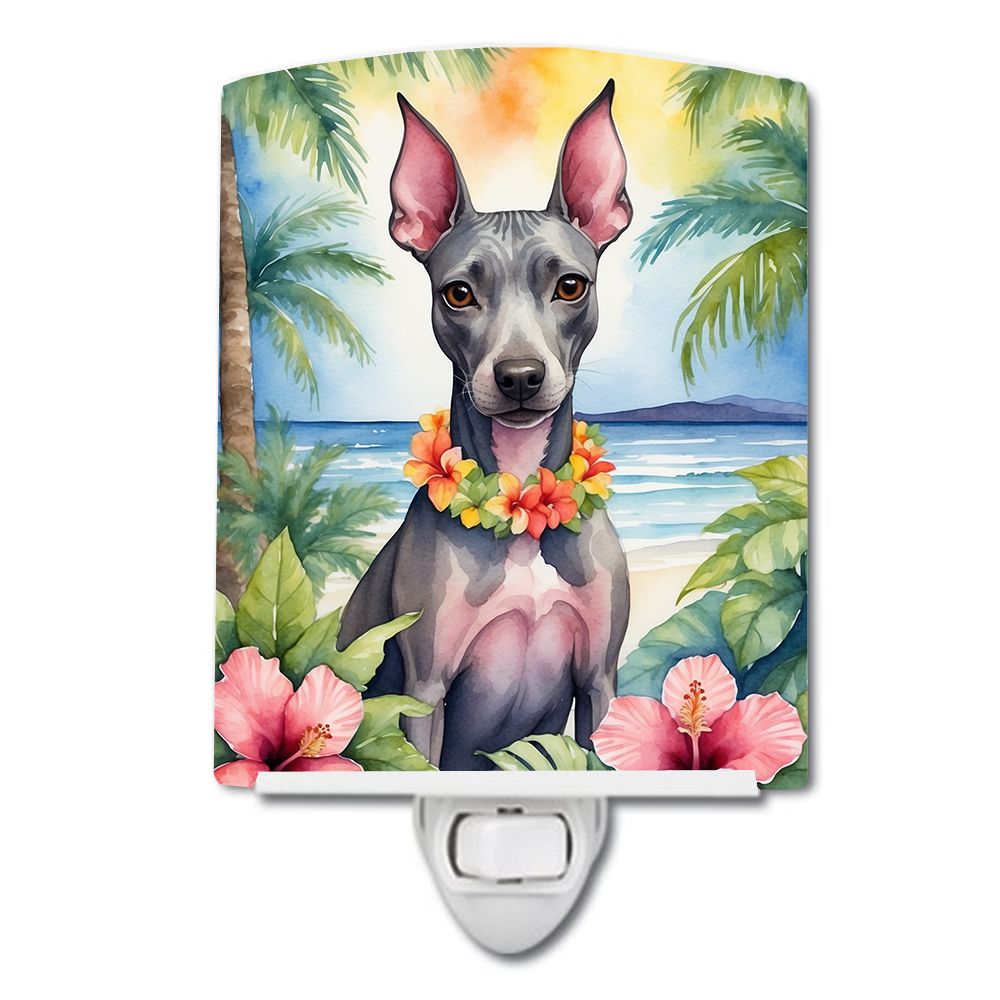 NEW American Hairless Terrier Luau Ceramic Night Light Compact, UL-Certified, Ideal for Bedroom, Bathroom, Nursery, Hallway, Kit
