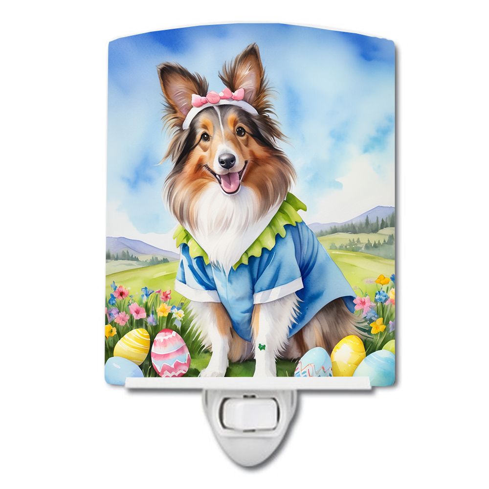 NEW Sheltie Easter Egg Hunt Ceramic Night Light Compact, UL-Certified, Ideal for Bedroom, Bathroom, Nursery, Hallway, Kitchen, 6