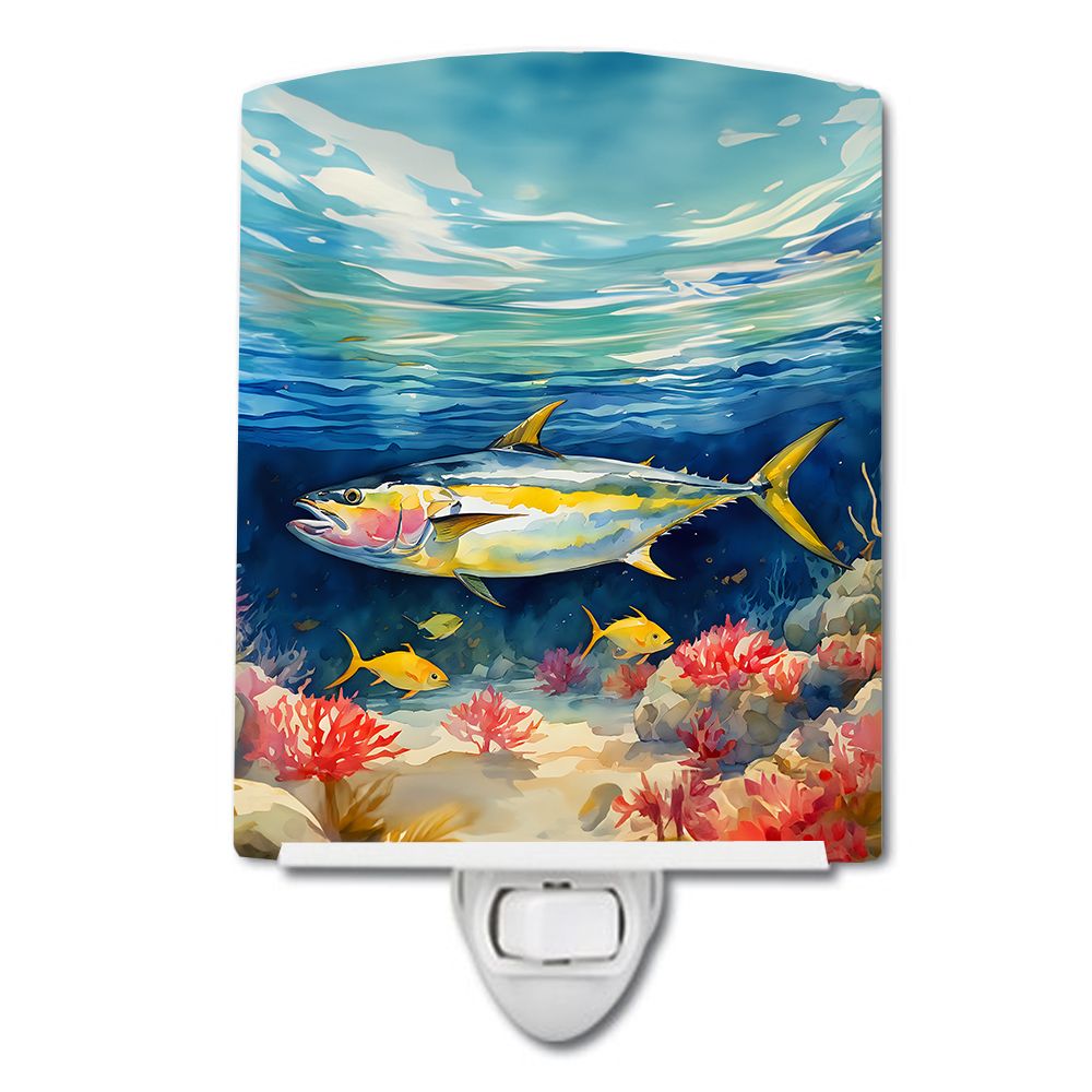 NEW Yellowfin Tuna Ceramic Night Light Compact, UL-Certified, Ideal for Bedroom, Bathroom, Nursery, Hallway, Kitchen, 6x4x3, Mul