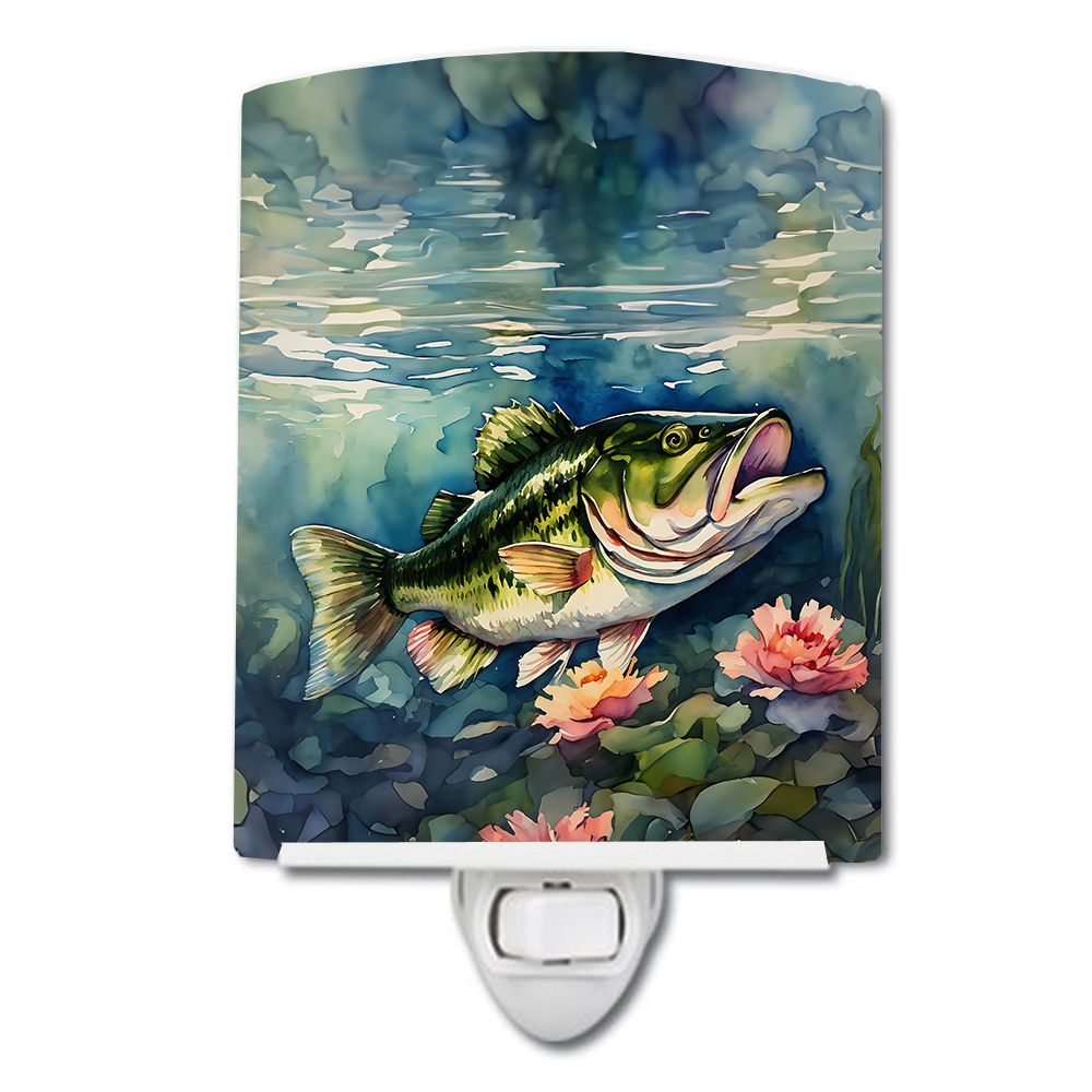 NEW Largemouth Bass Ceramic Night Light Compact, UL-Certified, Ideal for Bedroom, Bathroom, Nursery, Hallway, Kitchen, 6x4x3, Mu