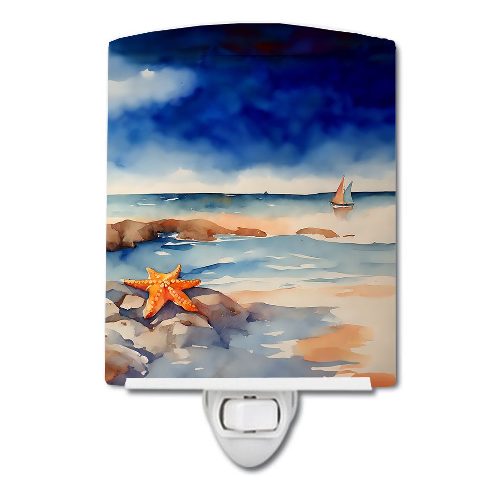 NEW Starfish Ceramic Night Light Compact, UL-Certified, Ideal for Bedroom, Bathroom, Nursery, Hallway, Kitchen, 6x4x3, Multicolo