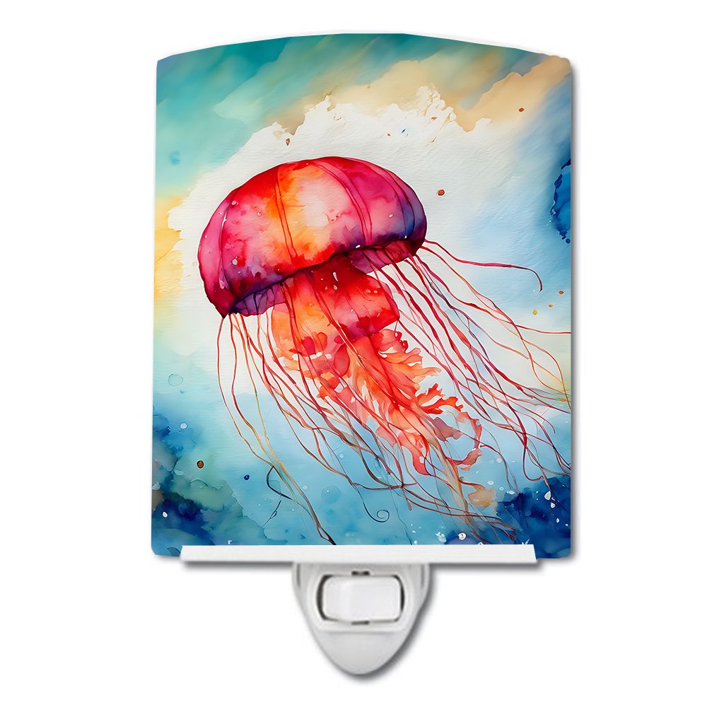 NEW Jellyfish Ceramic Night Light Compact, UL-Certified, Ideal for Bedroom, Bathroom, Nursery, Hallway, Kitchen, 6x4x3, Multicol