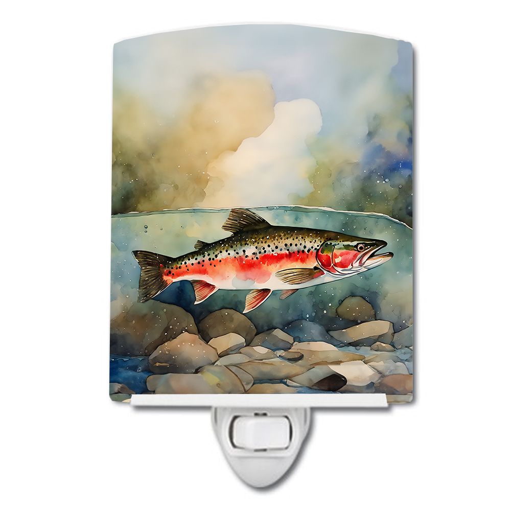 NEW Trout Ceramic Night Light Compact, UL-Certified, Ideal for Bedroom, Bathroom, Nursery, Hallway, Kitchen, 6x4x3, Multicolor