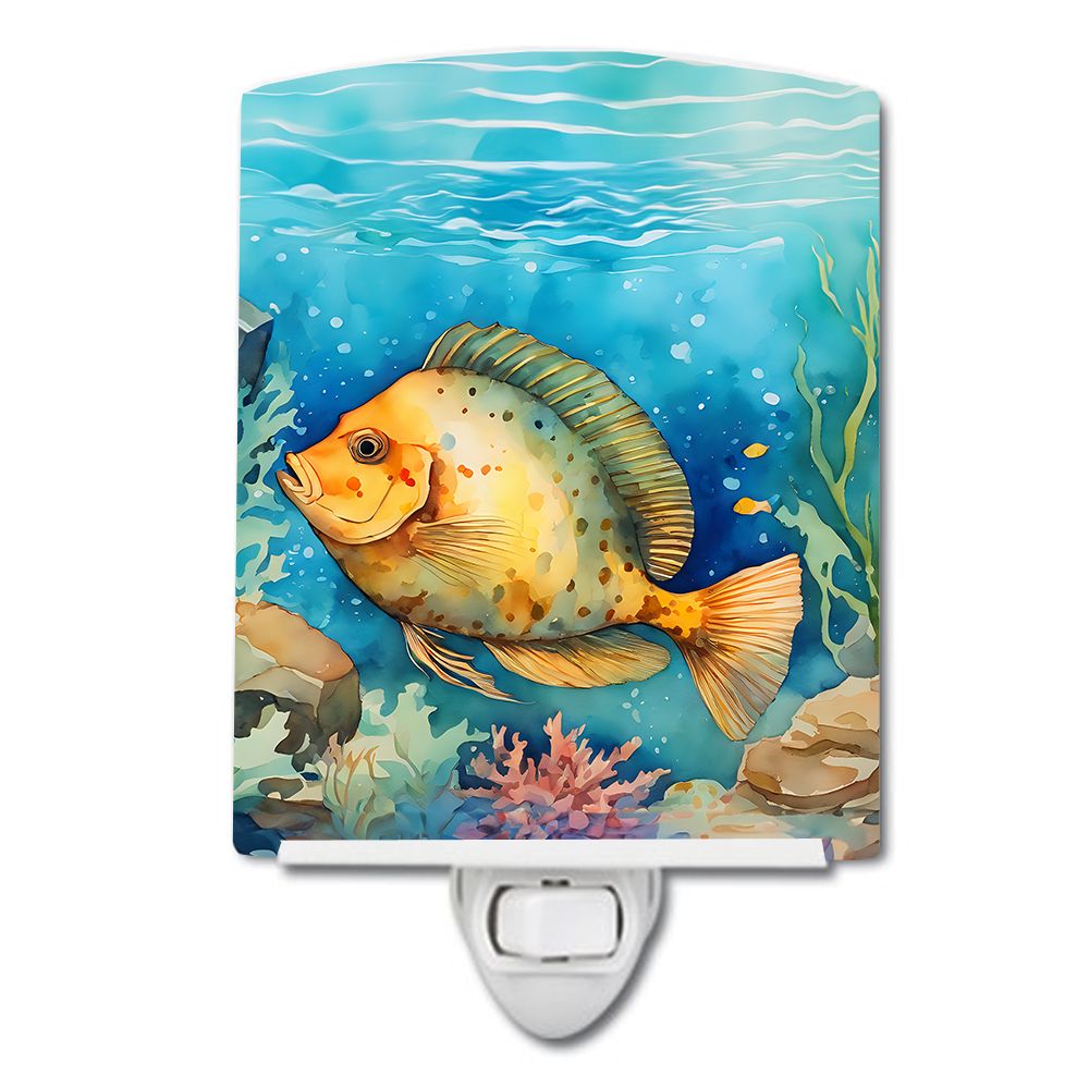 NEW Flounder Ceramic Night Light Compact, UL-Certified, Ideal for Bedroom, Bathroom, Nursery, Hallway, Kitchen, 6x4x3, Multicolo