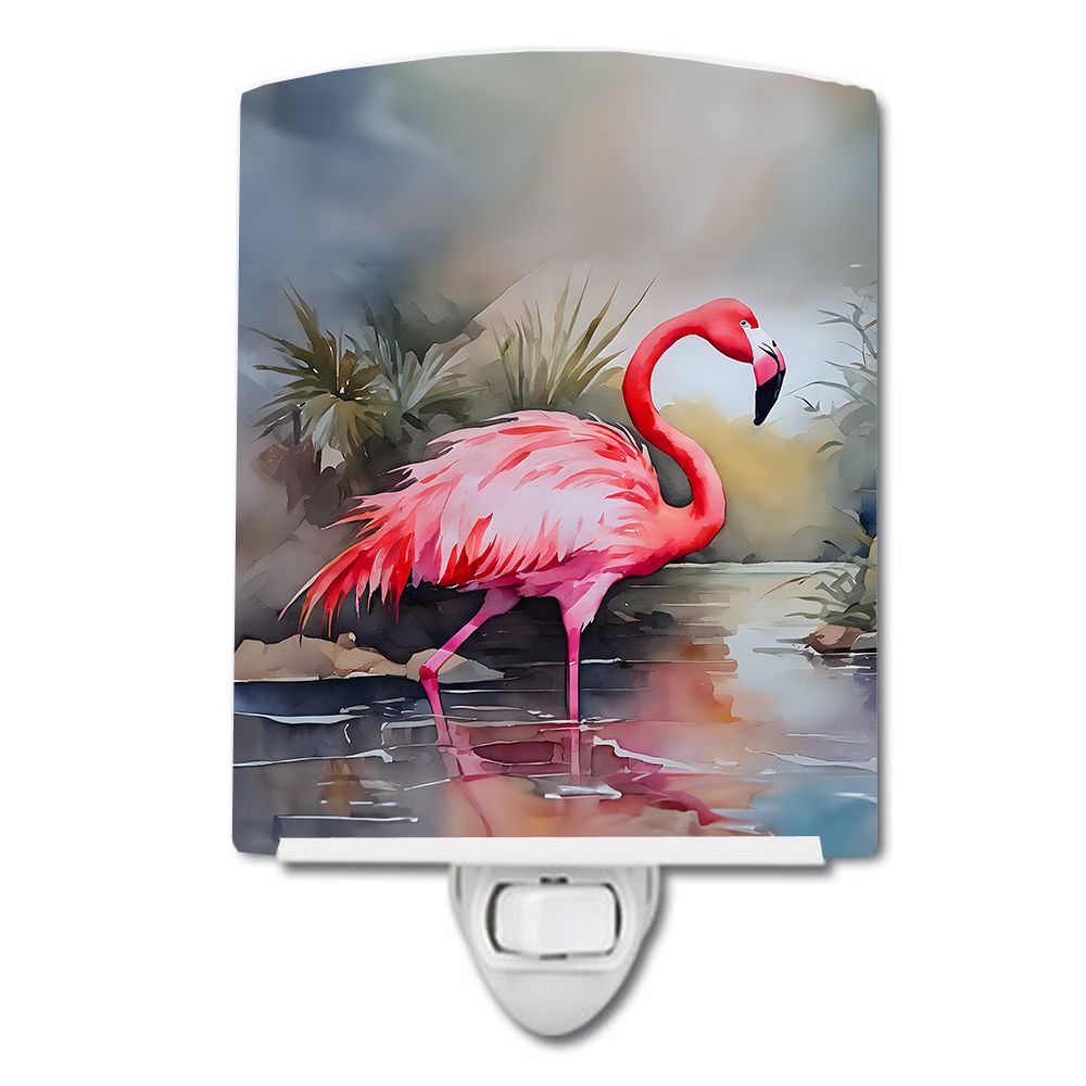 NEW Flamingo Ceramic Night Light Compact, UL-Certified, Ideal for Bedroom, Bathroom, Nursery, Hallway, Kitchen, 6x4x3, Multicolo