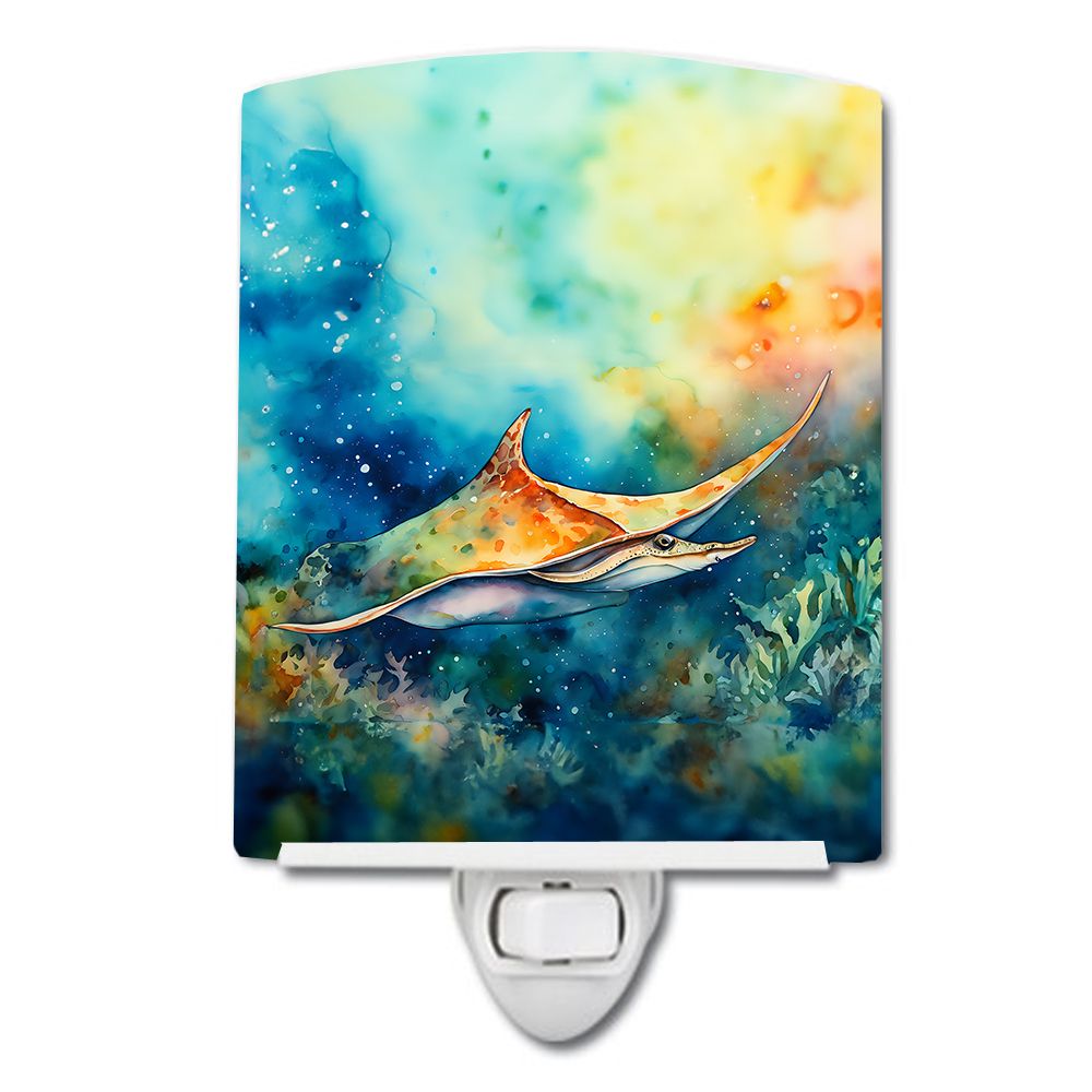 NEW Sting Ray Ceramic Night Light Compact, UL-Certified, Ideal for Bedroom, Bathroom, Nursery, Hallway, Kitchen, 6x4x3, Multicol
