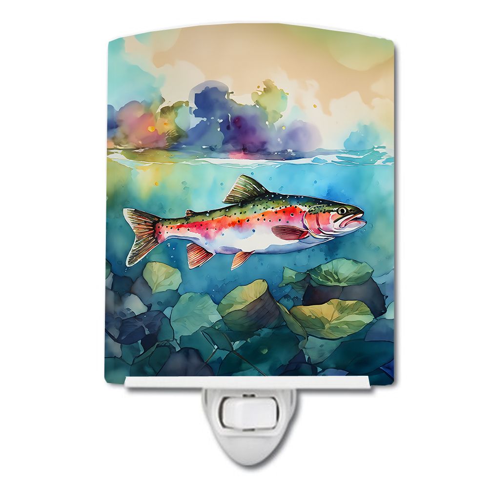 NEW Rainbow Trout Ceramic Night Light Compact, UL-Certified, Ideal for Bedroom, Bathroom, Nursery, Hallway, Kitchen, 6x4x3, Mult
