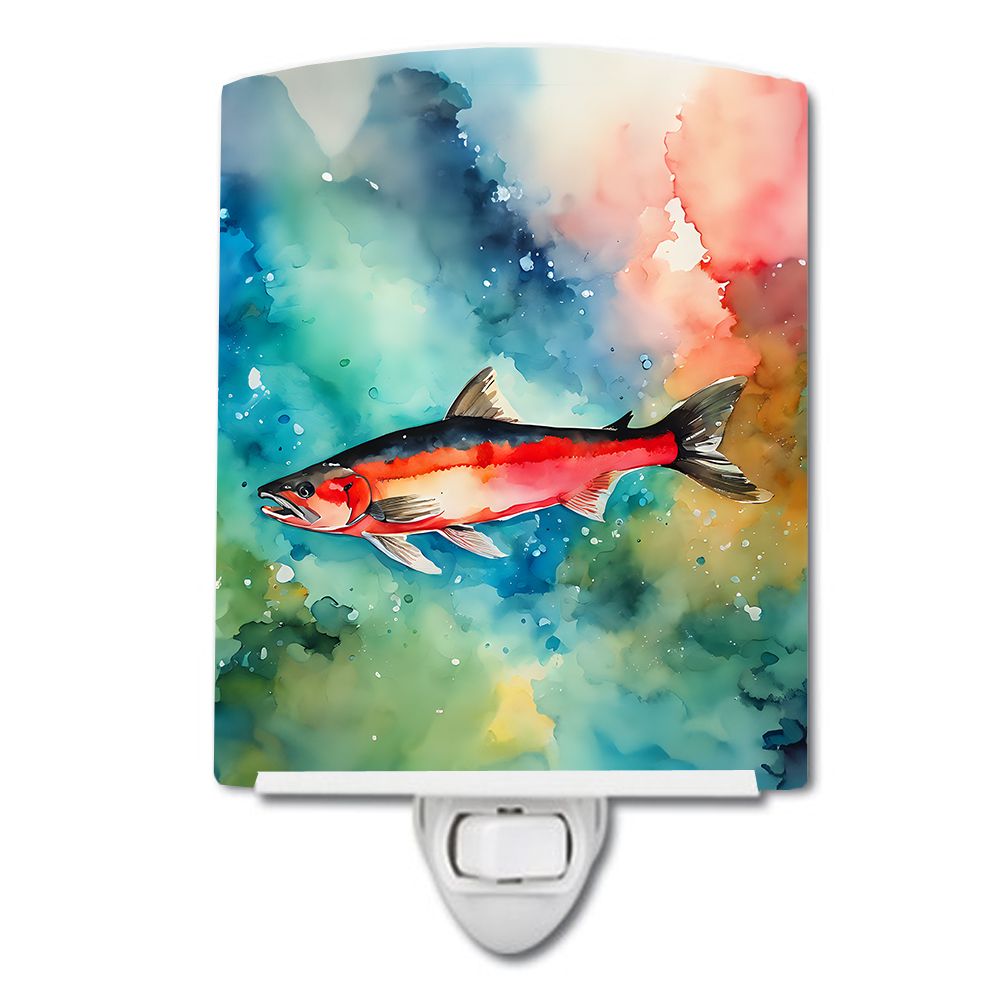 NEW Salmon Ceramic Night Light Compact, UL-Certified, Ideal for Bedroom, Bathroom, Nursery, Hallway, Kitchen, 6x4x3, Multicolor