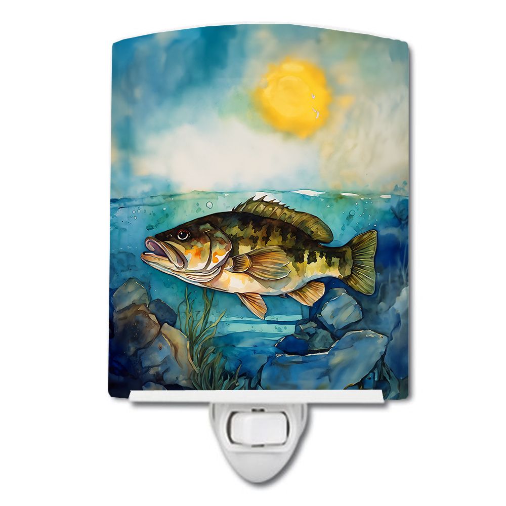 NEW Smallmouth Bass Ceramic Night Light Compact, UL-Certified, Ideal for Bedroom, Bathroom, Nursery, Hallway, Kitchen, 6x4x3, Mu