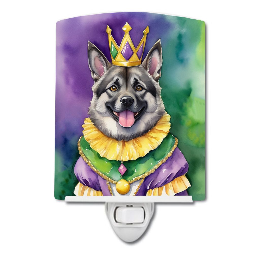NEW Norwegian Elkhound King of Mardi Gras Ceramic Night Light Compact, UL-Certified, Ideal for Bedroom, Bathroom, Nursery, Hallw