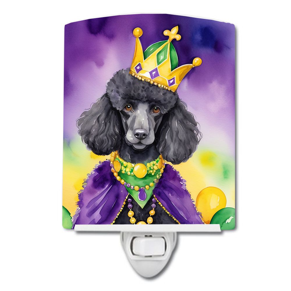 NEW Black Poodle King of Mardi Gras Ceramic Night Light Compact, UL-Certified, Ideal for Bedroom, Bathroom, Nursery, Hallway, Ki