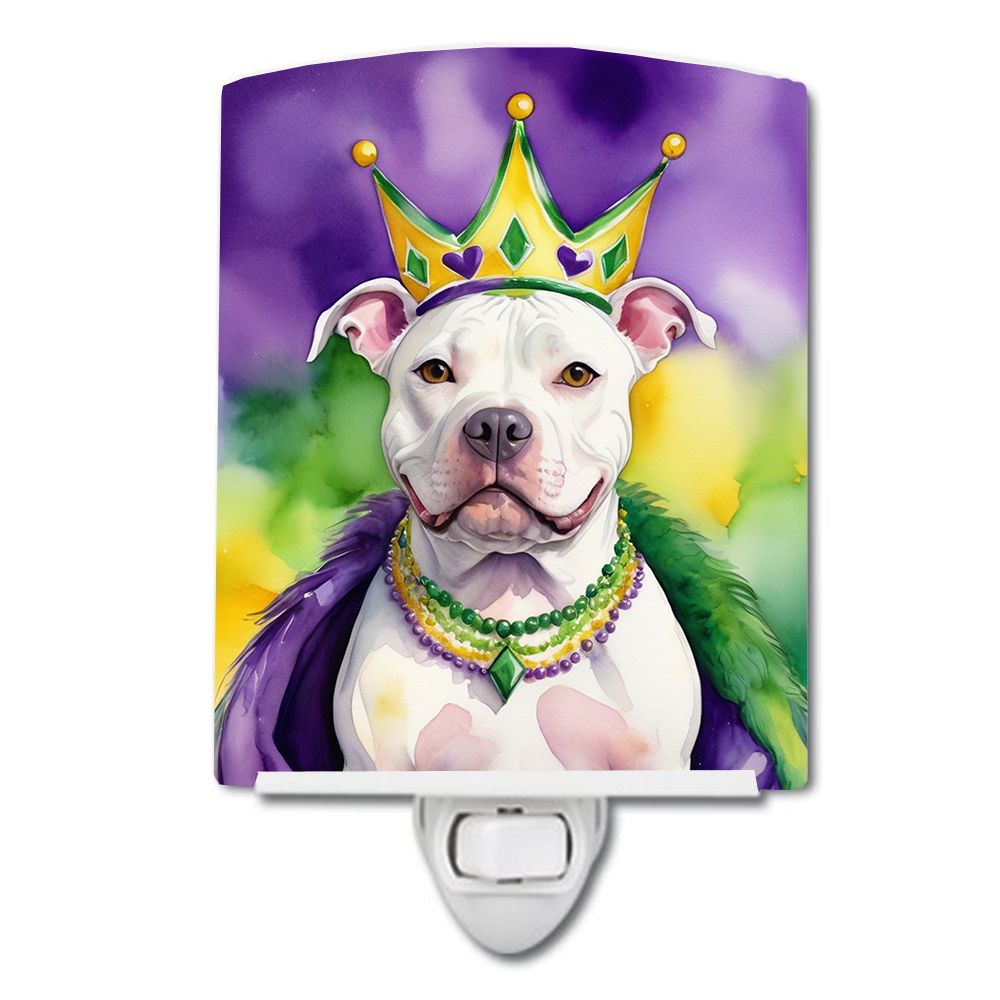 NEW Pit Bull Terrier King of Mardi Gras Ceramic Night Light Compact, UL-Certified, Ideal for Bedroom, Bathroom, Nursery, Hallway