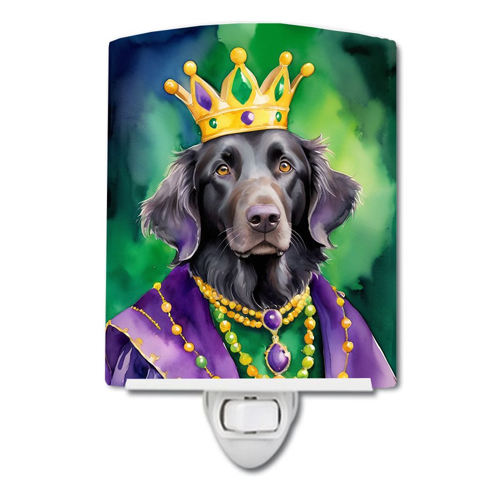 NEW Flat-Coated Retriever King of Mardi Gras Ceramic Night Light Compact, UL-Certified, Ideal for Bedroom, Bathroom, Nursery, Ha