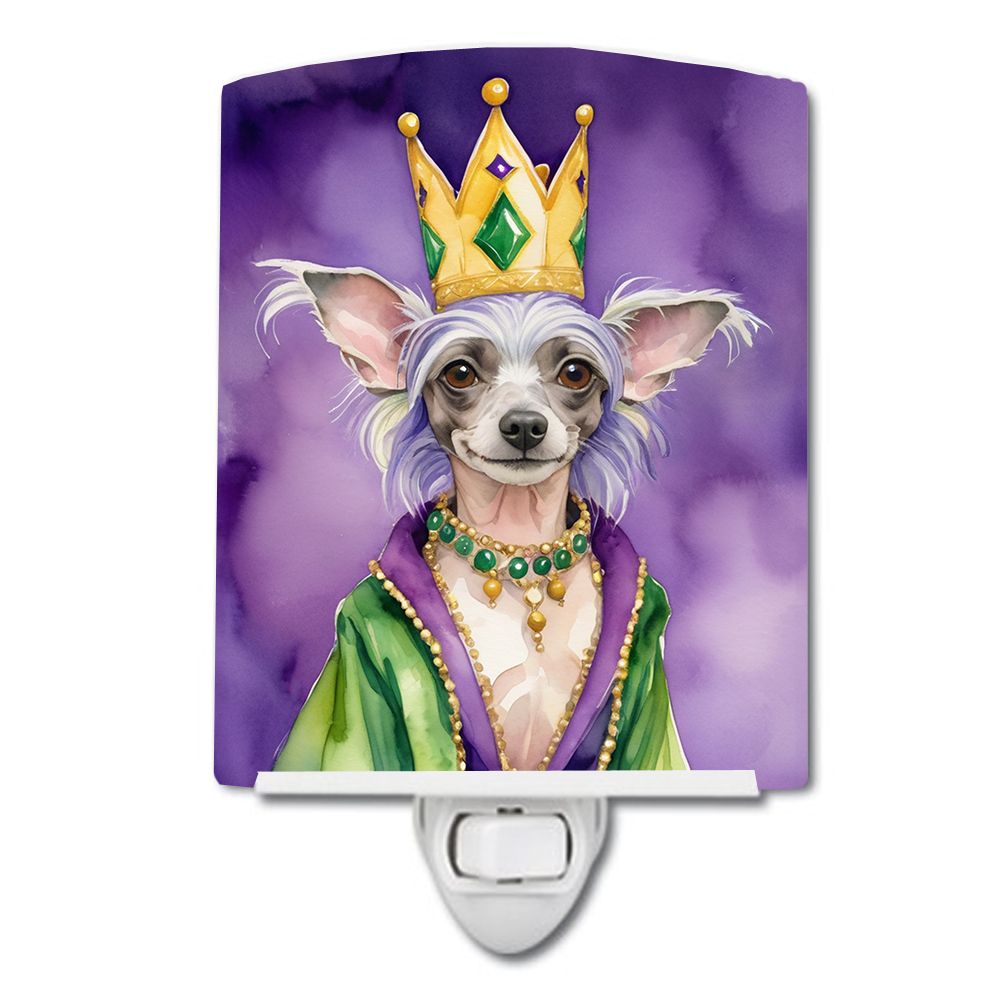 NEW Chinese Crested King of Mardi Gras Ceramic Night Light Compact, UL-Certified, Ideal for Bedroom, Bathroom, Nursery, Hallway,