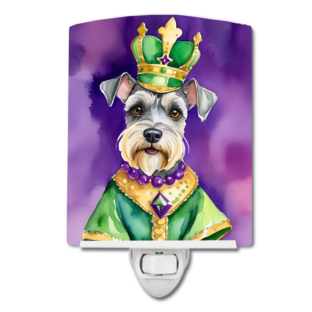 NEW Schnauzer King of Mardi Gras Ceramic Night Light Compact, UL-Certified, Ideal for Bedroom, Bathroom, Nursery, Hallway, Kitch
