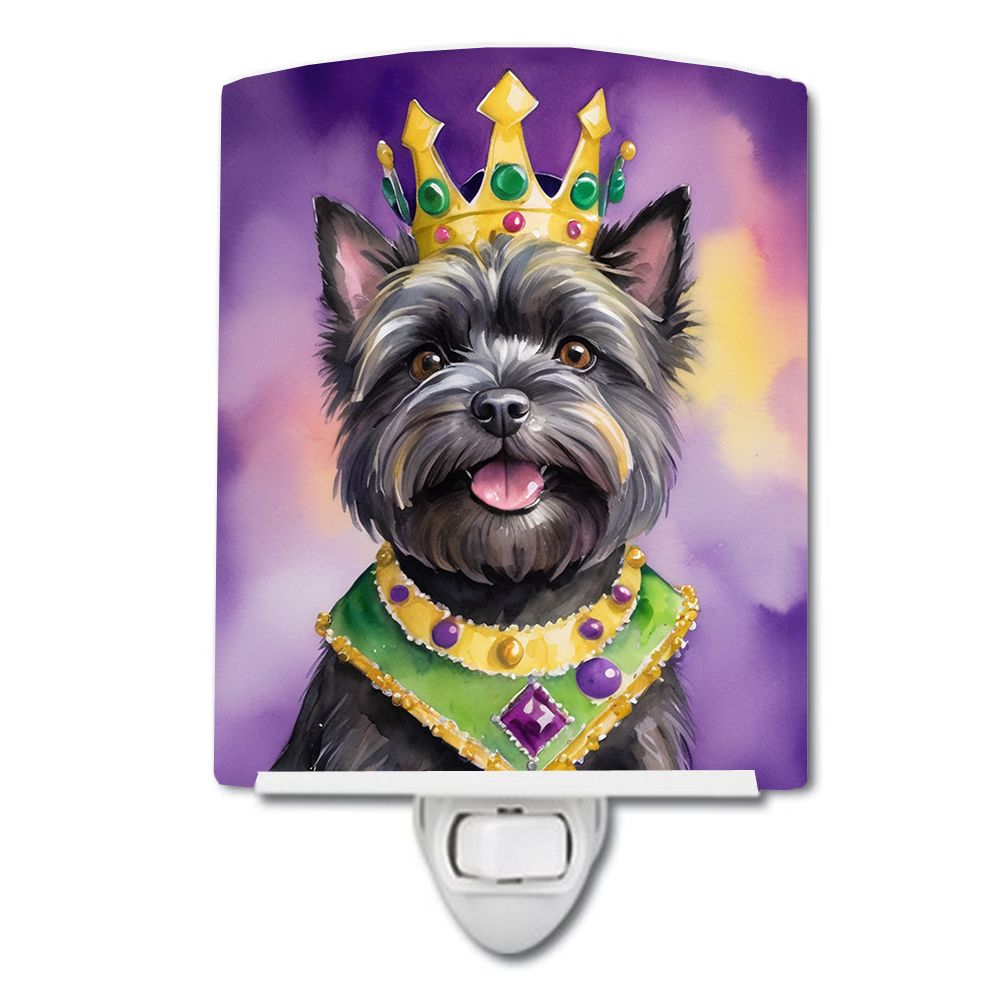 NEW Cairn Terrier King of Mardi Gras Ceramic Night Light Compact, UL-Certified, Ideal for Bedroom, Bathroom, Nursery, Hallway, K