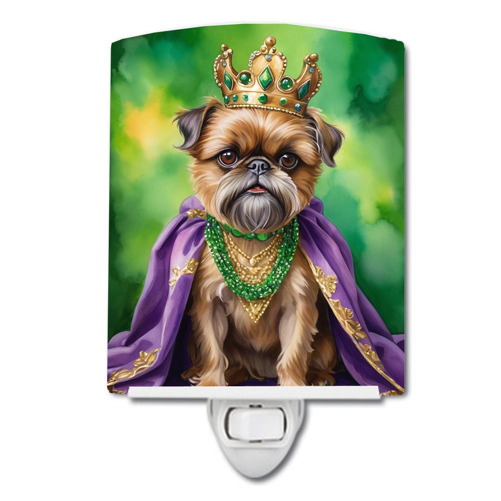 NEW Brussels Griffon King of Mardi Gras Ceramic Night Light Compact, UL-Certified, Ideal for Bedroom, Bathroom, Nursery, Hallway