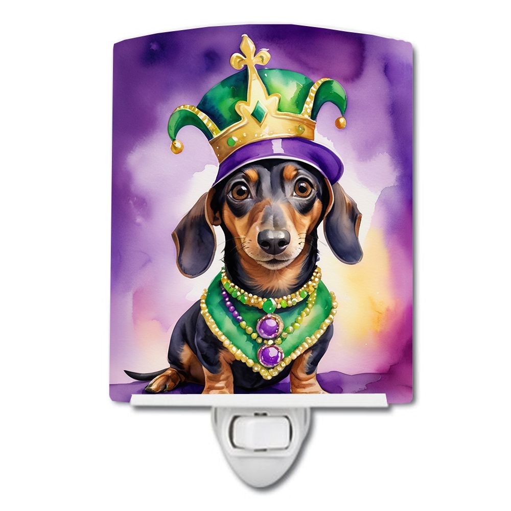NEW Dachshund King of Mardi Gras Ceramic Night Light Compact, UL-Certified, Ideal for Bedroom, Bathroom, Nursery, Hallway, Kitch