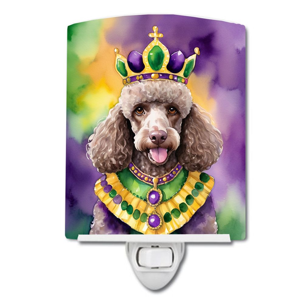 NEW Chocolate Poodle King of Mardi Gras Ceramic Night Light Compact, UL-Certified, Ideal for Bedroom, Bathroom, Nursery, Hallway