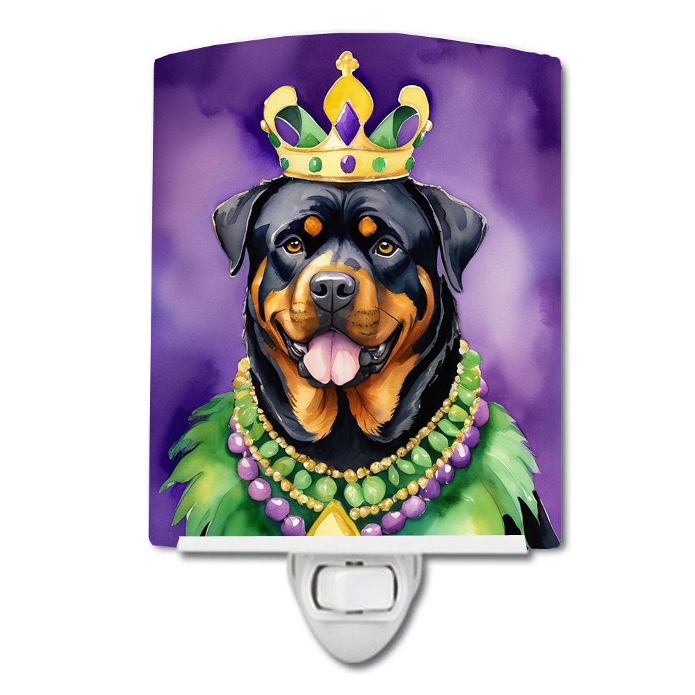 NEW Rottweiler King of Mardi Gras Ceramic Night Light Compact, UL-Certified, Ideal for Bedroom, Bathroom, Nursery, Hallway, Kitc