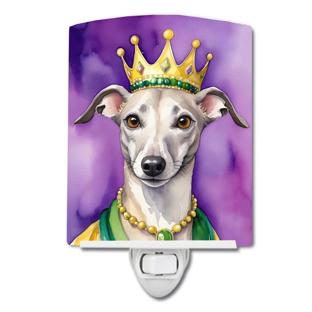 NEW Whippet King of Mardi Gras Ceramic Night Light Compact, UL-Certified, Ideal for Bedroom, Bathroom, Nursery, Hallway, Kitchen